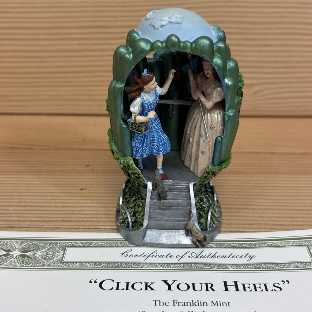 Vintage Franklin Mint Wizard of Oz Egg Click Your Heels Dorothy 1999 Certificate